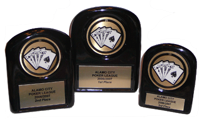 black ice poker trophies set