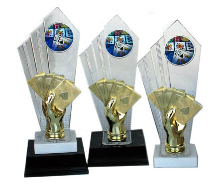 poker trophies - updated clear backdrop poker trophy set